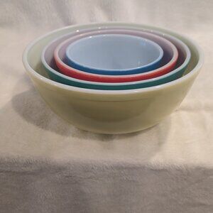 Vintage Pyrex Primary Colors Nesting Mixing Bowl Set  introduced in 1945